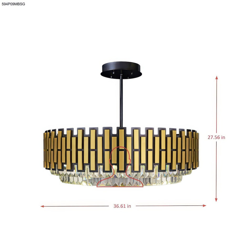 Black Tie 9 Light Dimmable Crystal Pendant Chandelier