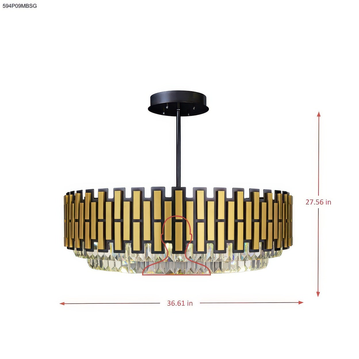 Black Tie 9 Light Dimmable Crystal Pendant Chandelier