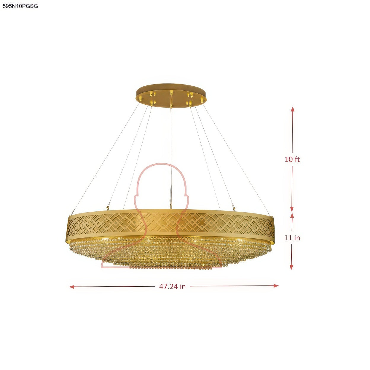 Gilded Stage 10 Light Dimmable Linear Pendant