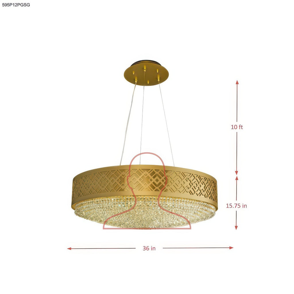 Gilded Stage 12 Light Dimmable Pendant Chandelier