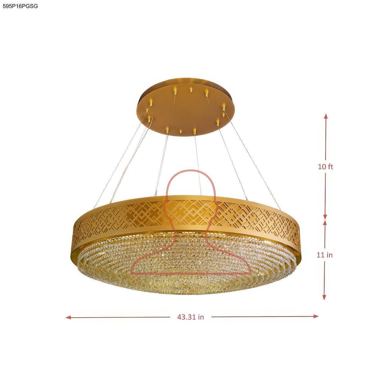 Gilded Stage 16 Light Dimmable Pendant Chandelier