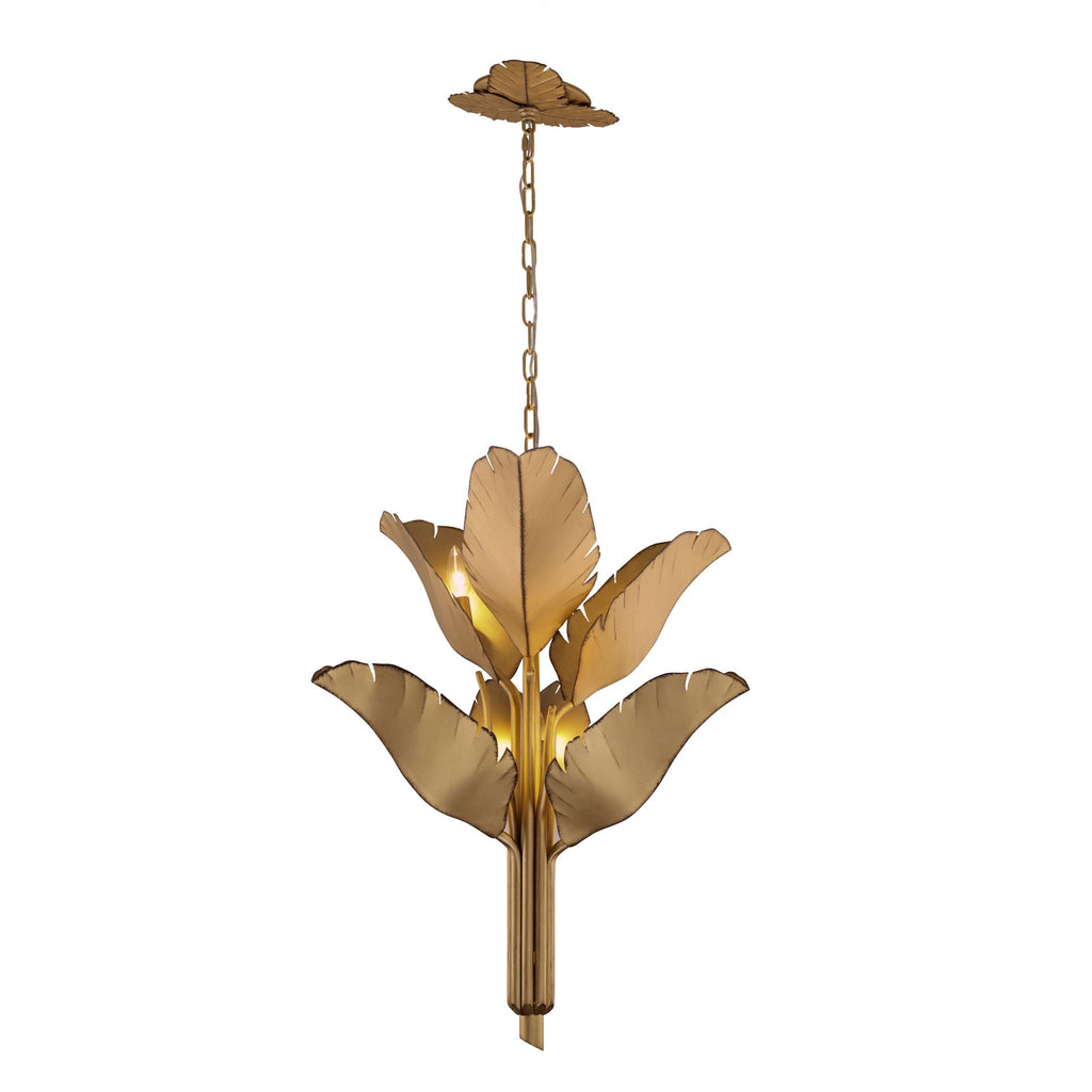 Banana Leaf 6 Light Chandelier - Gold
