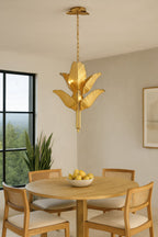Banana Leaf 6 Light Chandelier - Gold