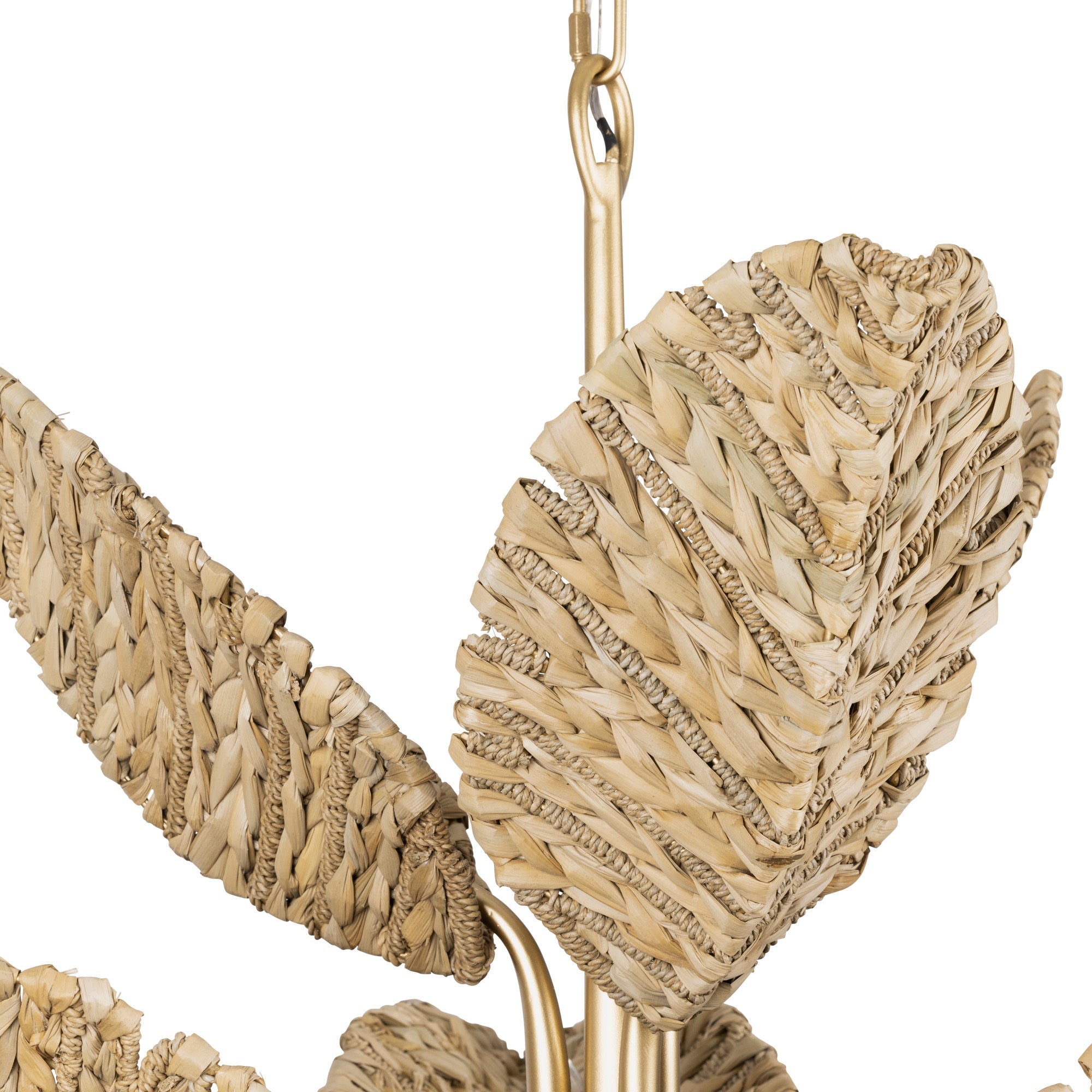 Banana Leaf 9 Light Chandelier - French Gold/Natural Seagrass