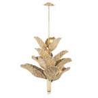 Banana Leaf 12 Light Chandelier - French Gold/Natural Seagrass