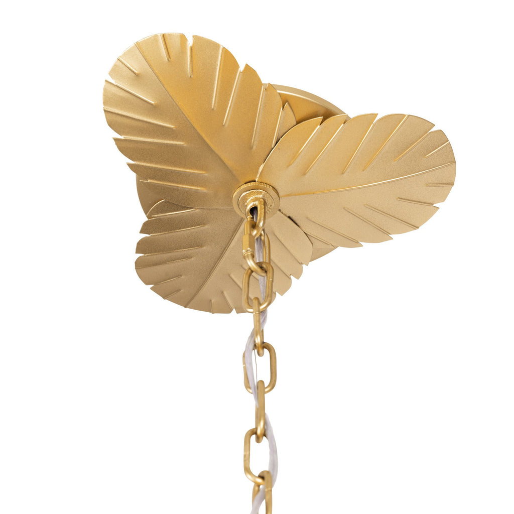Banana Leaf 12 Light Chandelier - French Gold/Natural Seagrass