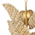 Banana Leaf 12 Light Chandelier - French Gold/Natural Seagrass