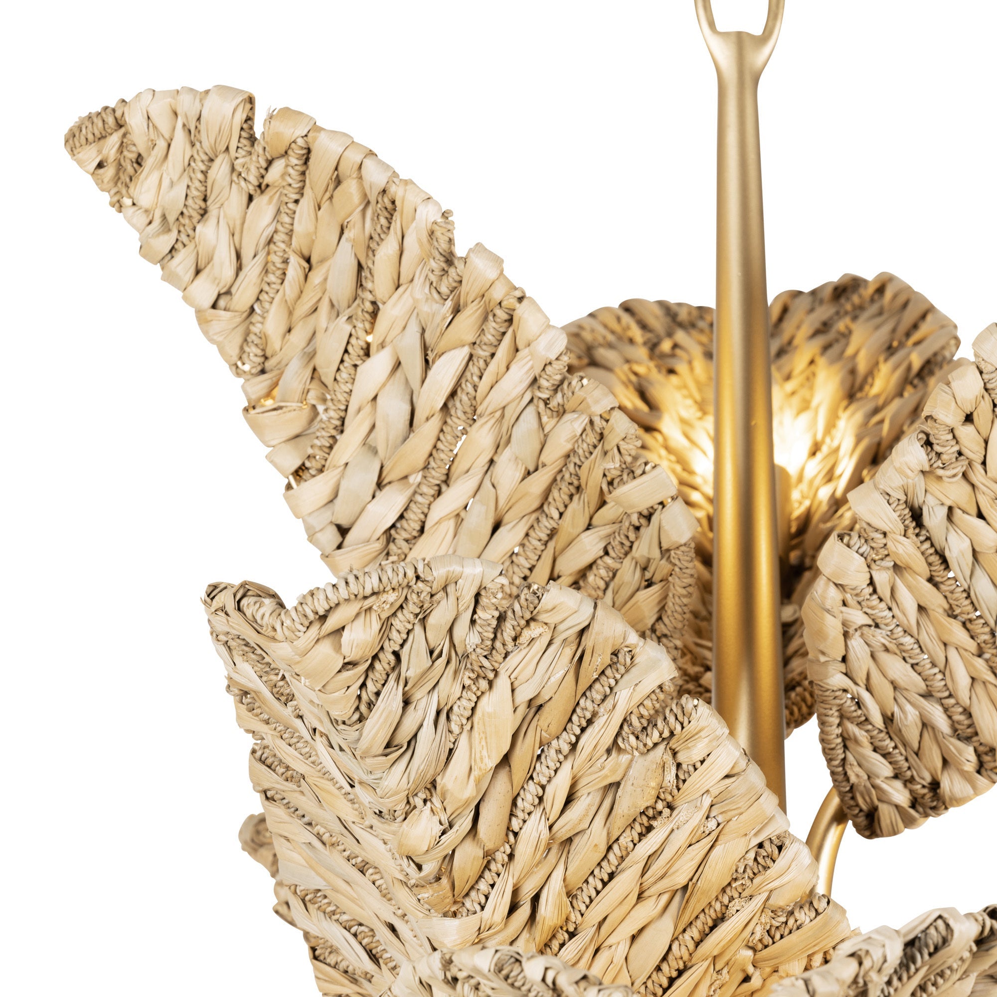 Banana Leaf 12 Light Chandelier - French Gold/Natural Seagrass