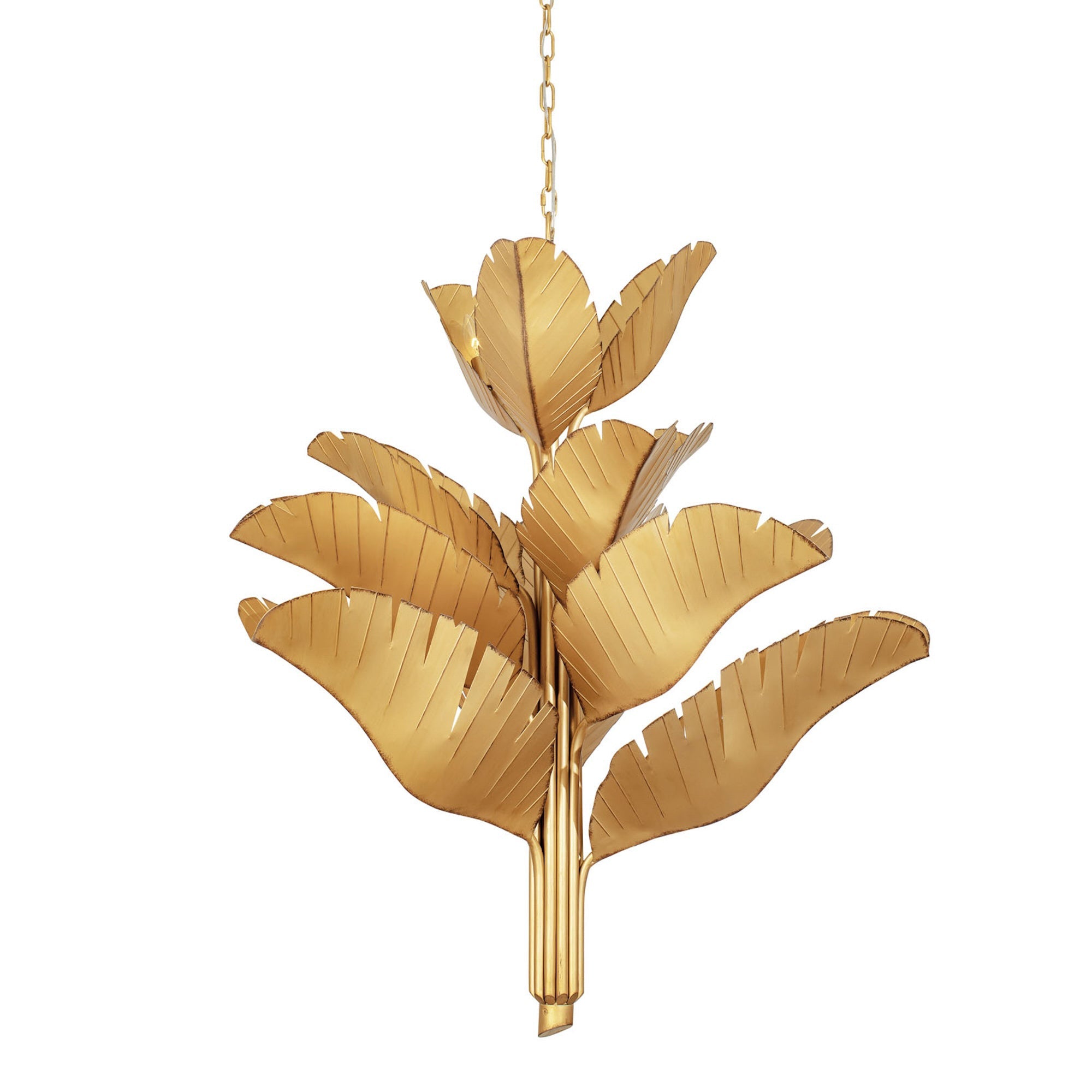 Banana Leaf 12 Light Chandelier - Gold