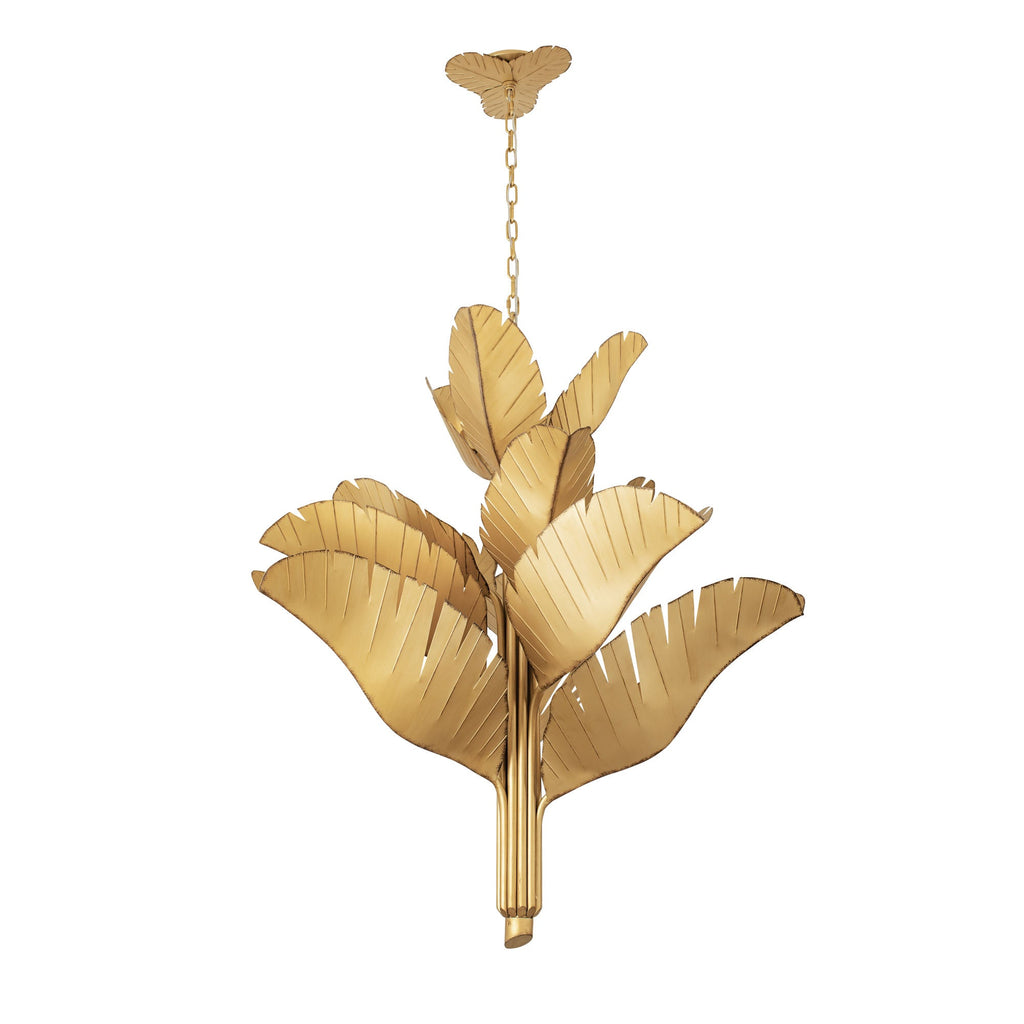 Banana Leaf 12 Light Chandelier - Gold