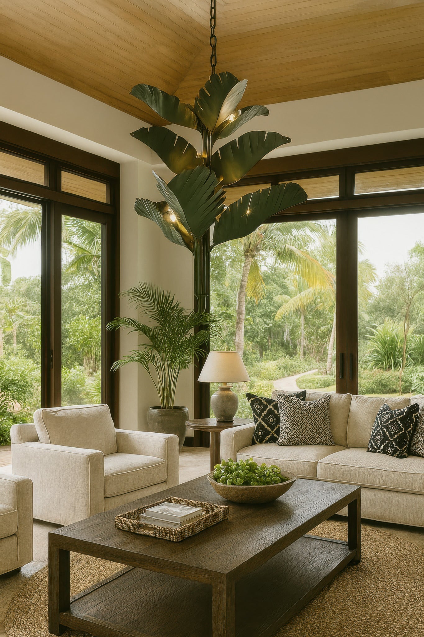 Banana Leaf 12 Light Chandelier - Banana Leaf