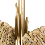 Banana Leaf 3 Light Semi-Flush - French Gold/Natural Seagrass
