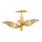 Banana Leaf 3 Light Semi-Flush - Gold/Dark Edging