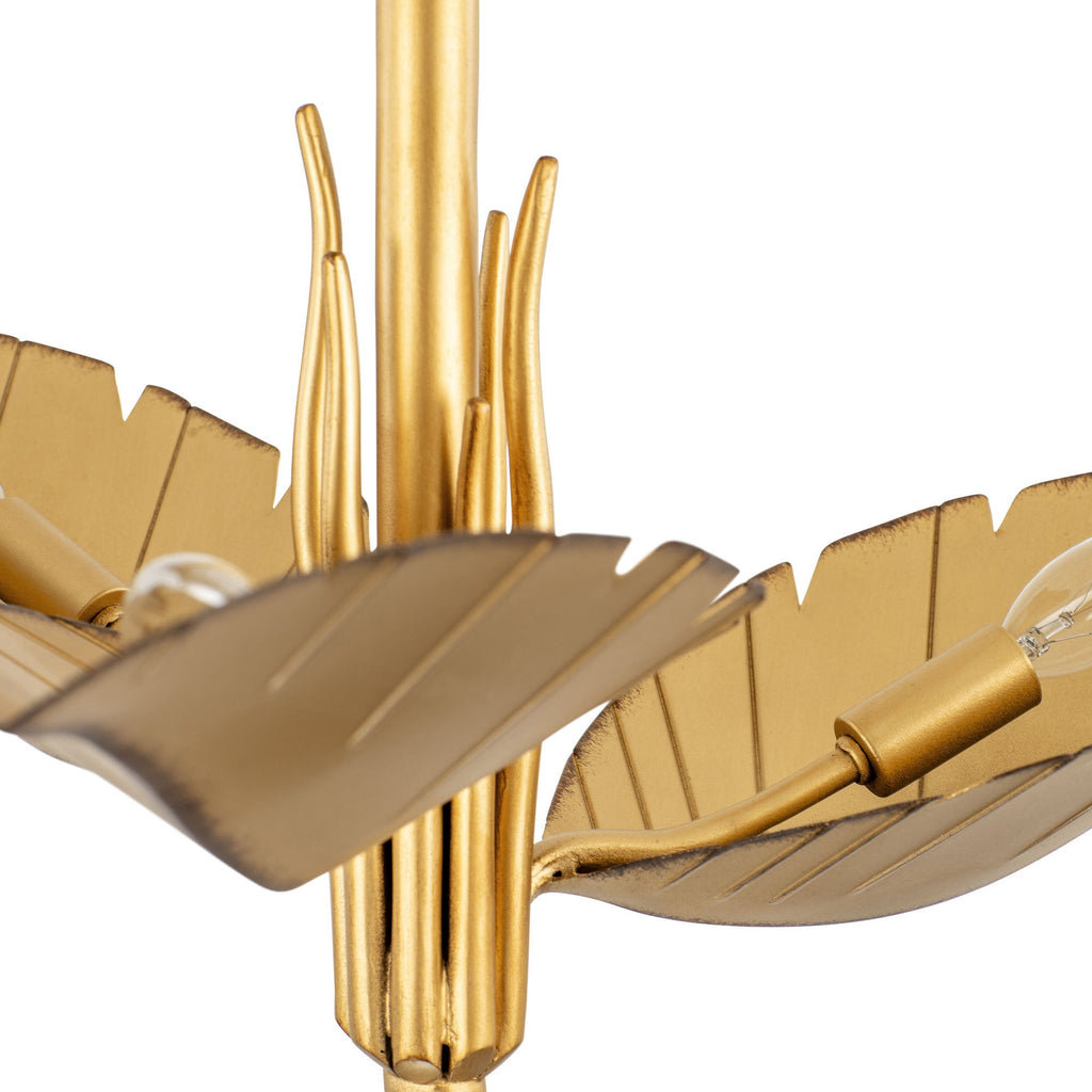 Banana Leaf 3 Light Semi-Flush - Gold/Dark Edging