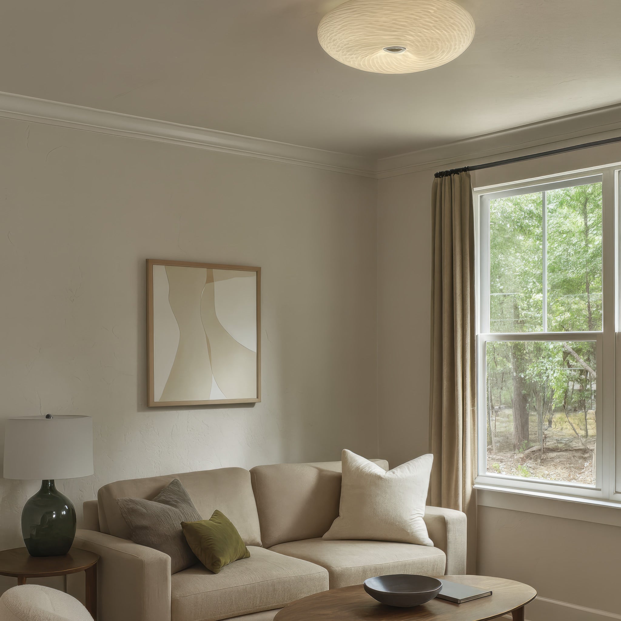 Swirled 2 Light Medium Flush Mount - French Feather
