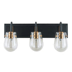 Bromyard Foundry Aged Brass and Matte Black Three Light Bath Vanity