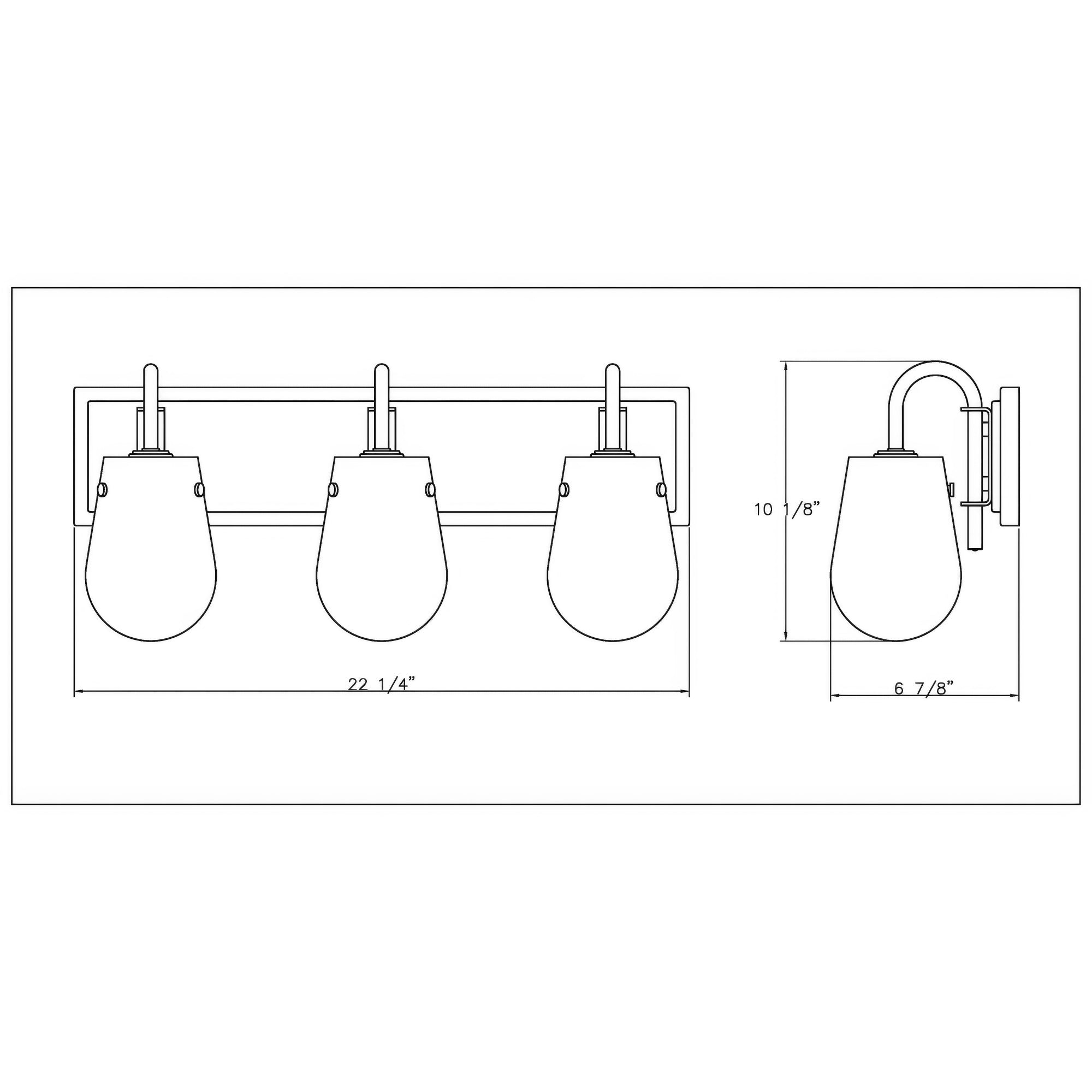 Bromyard Foundry Aged Brass and Matte Black Three Light Bath Vanity
