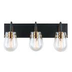 Bromyard Foundry Aged Brass and Matte Black Three Light Bath Vanity