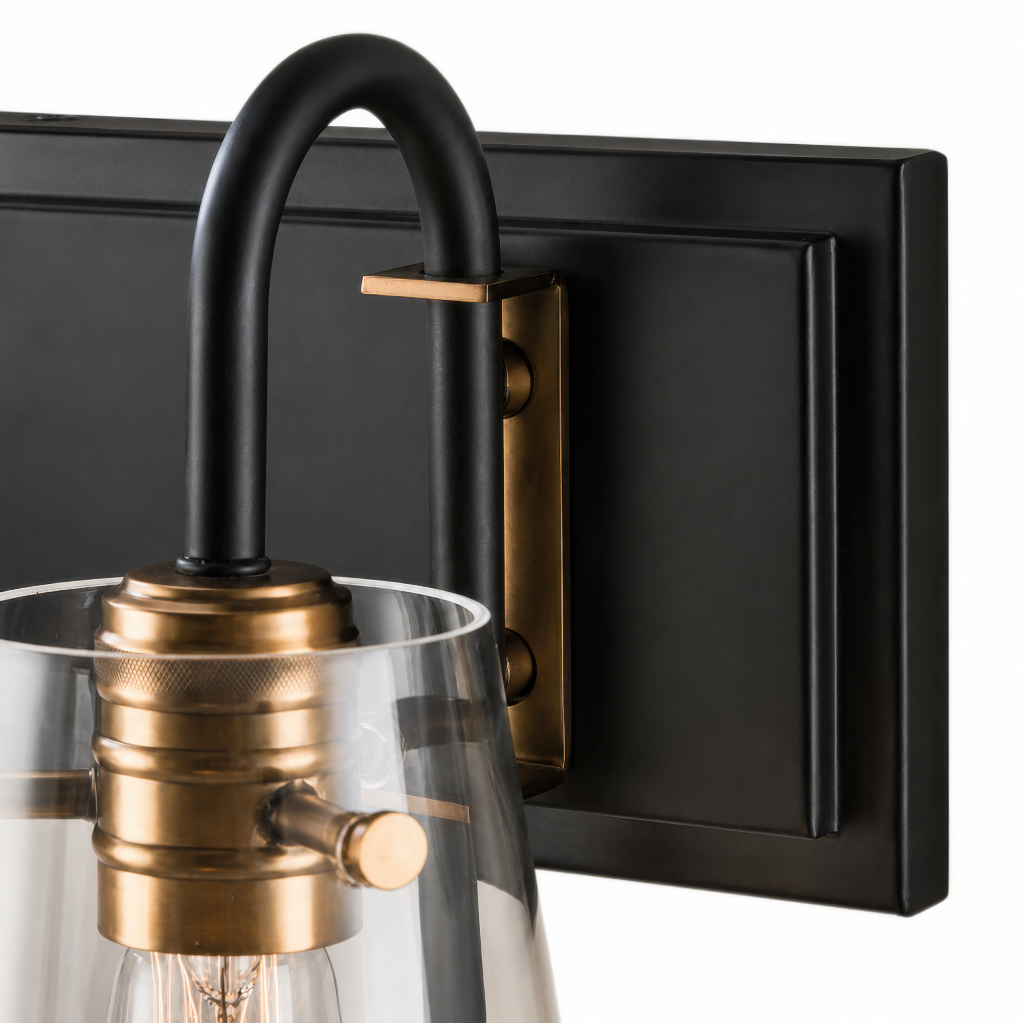 Bromyard Foundry Vintage Brass and Matte Black One Light Wall Sconce