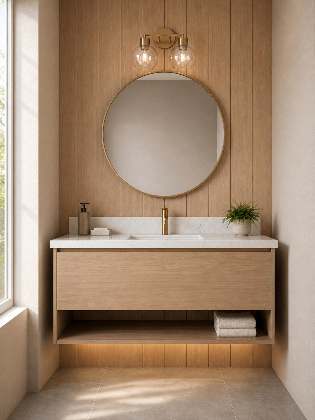 Cortona On Trend Brushed Brass Two Light Bath Vanity