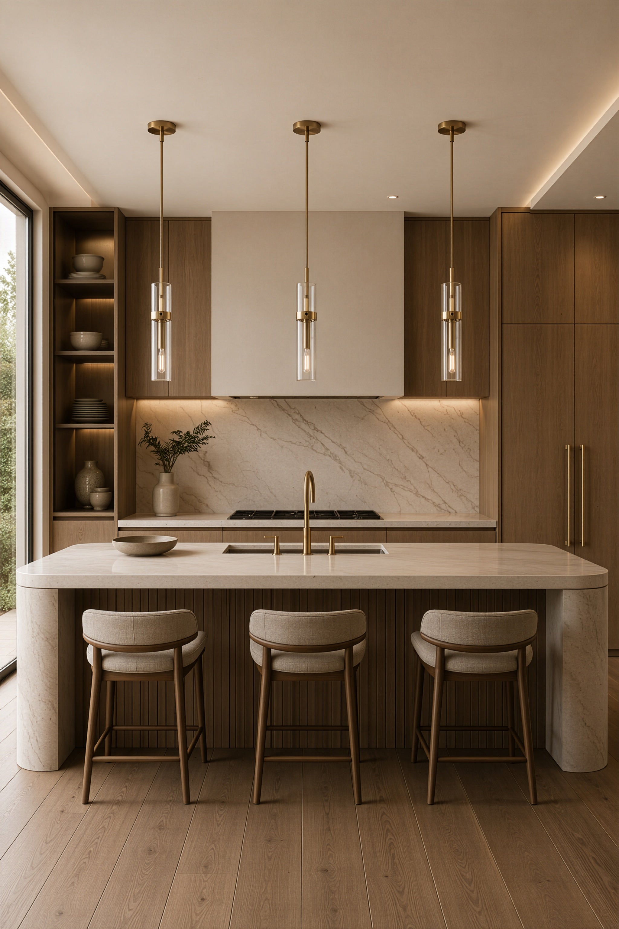 Foxwich Modern Industrial Brushed Brass Pendant