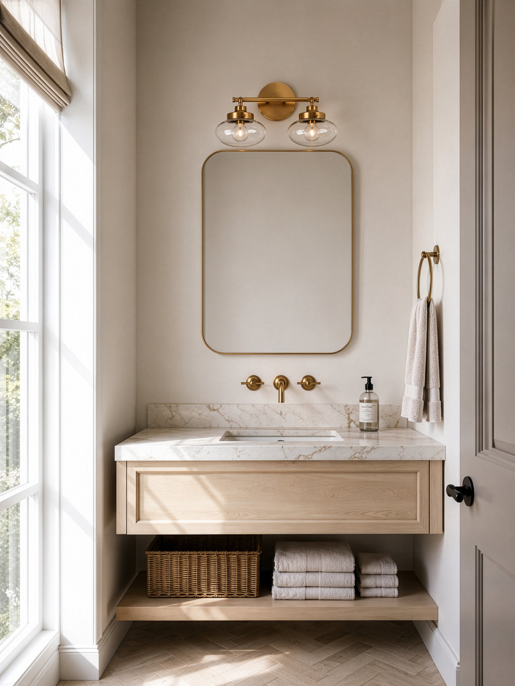 Harrow Architectural Aged Brass Two Light Bath Vanity