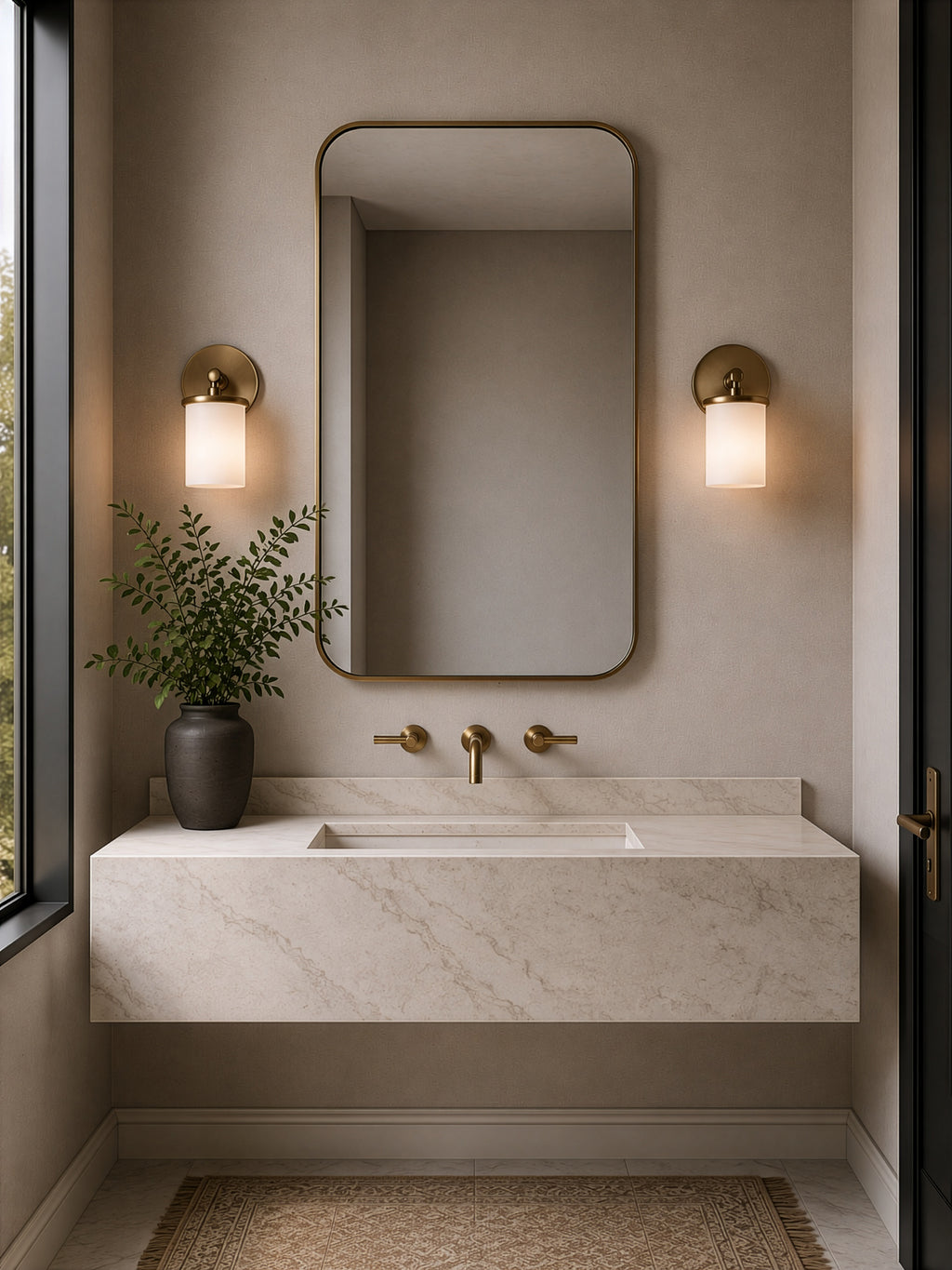 Merano On Trend Brushed Brass Single Wall Sconce Bath Vanity