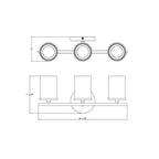 Merano On Trend Brushed Brass Three Light Bath Vanity