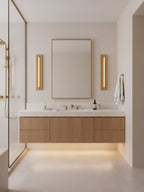 Padstow Architectural Aged Brass LED Wall Light Bath Vanity
