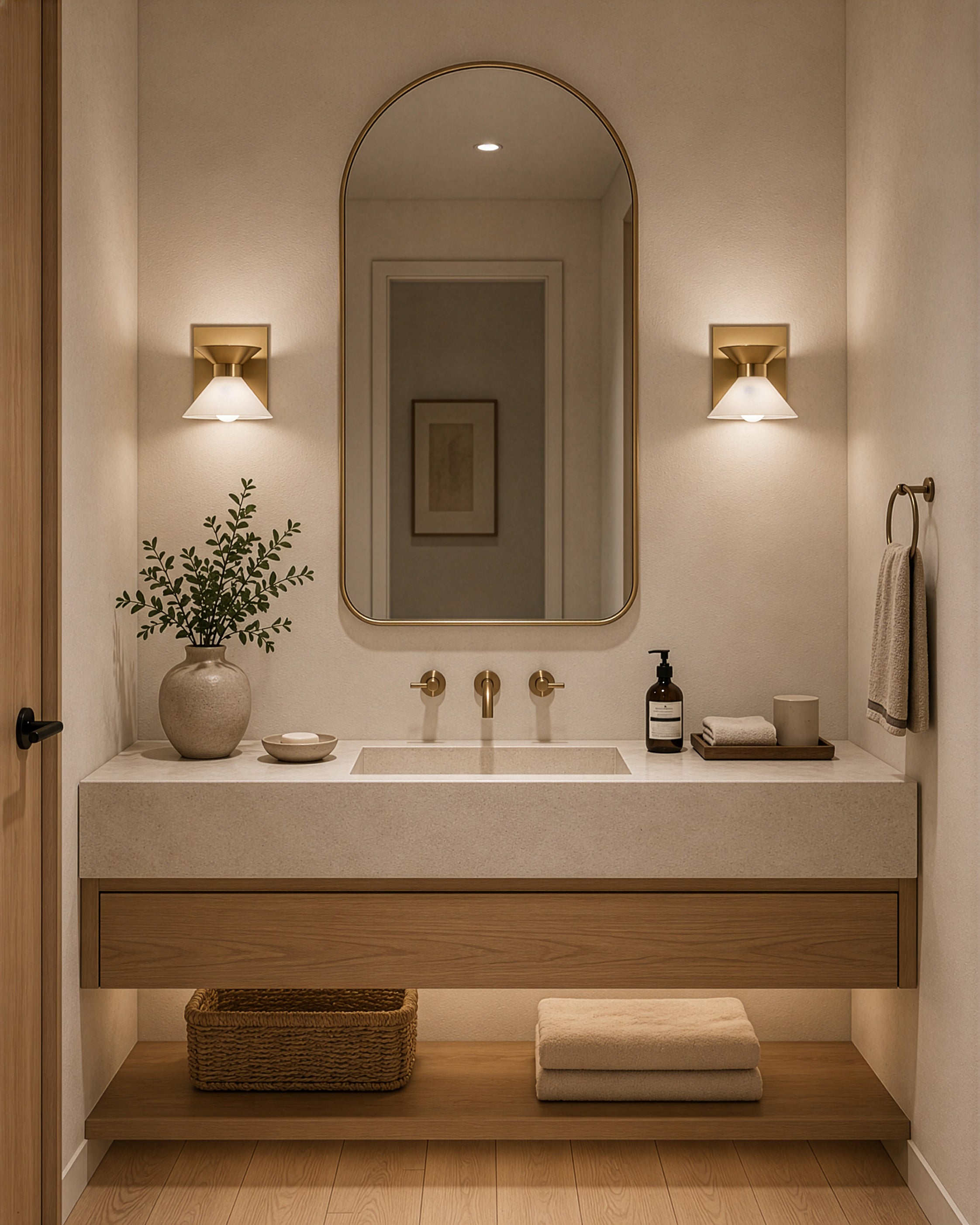 Ringsted Architectural Brushed Brass Single Wall Sconce Bath Vanity