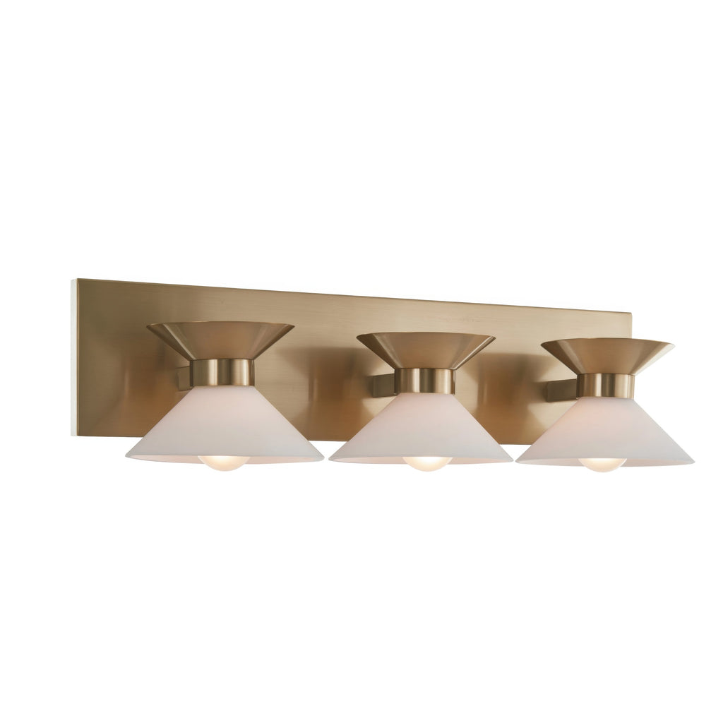 Ringsted Architectural Brushed Brass Three Light Bath Vanity