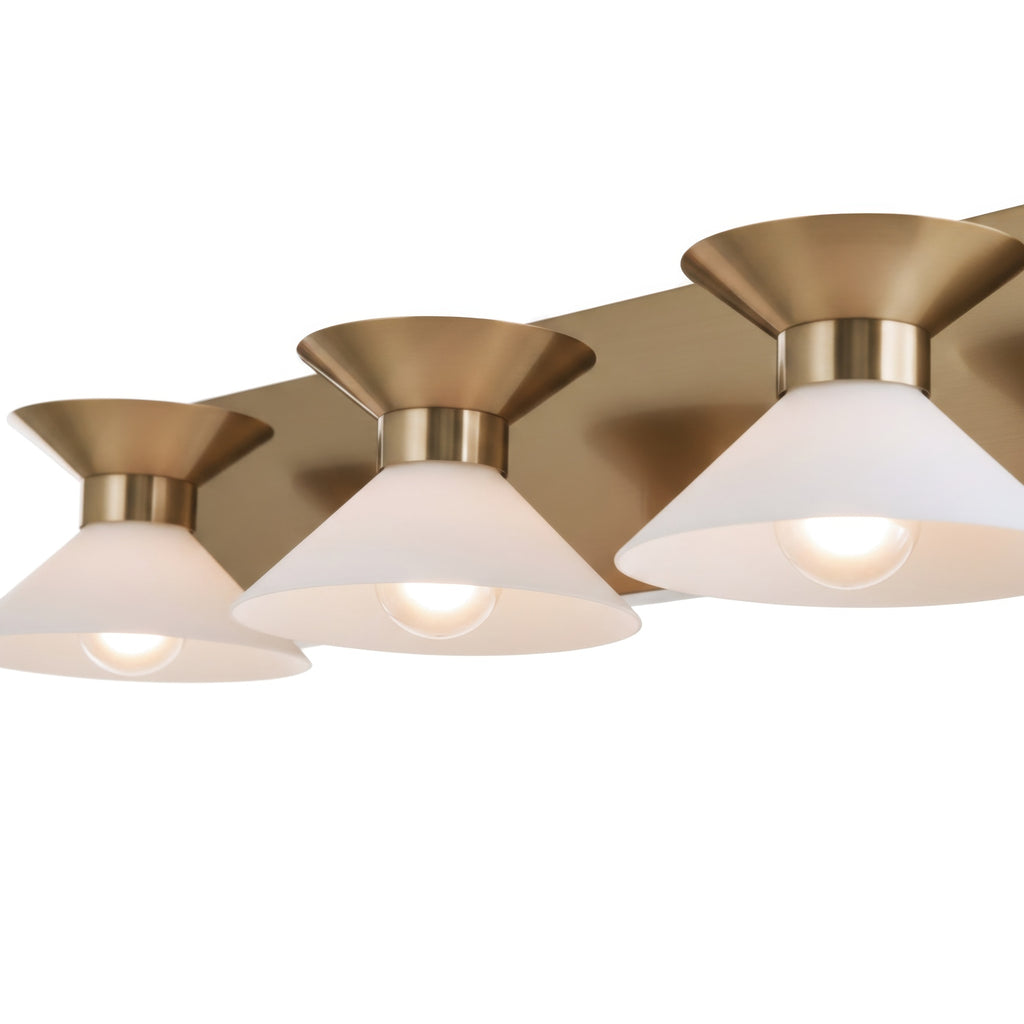Ringsted Architectural Brushed Brass Three Light Bath Vanity