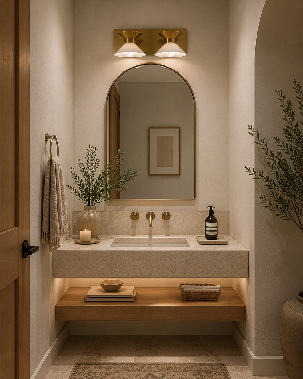 Ringsted Architectural Brushed Brass Two Light Bath Vanity