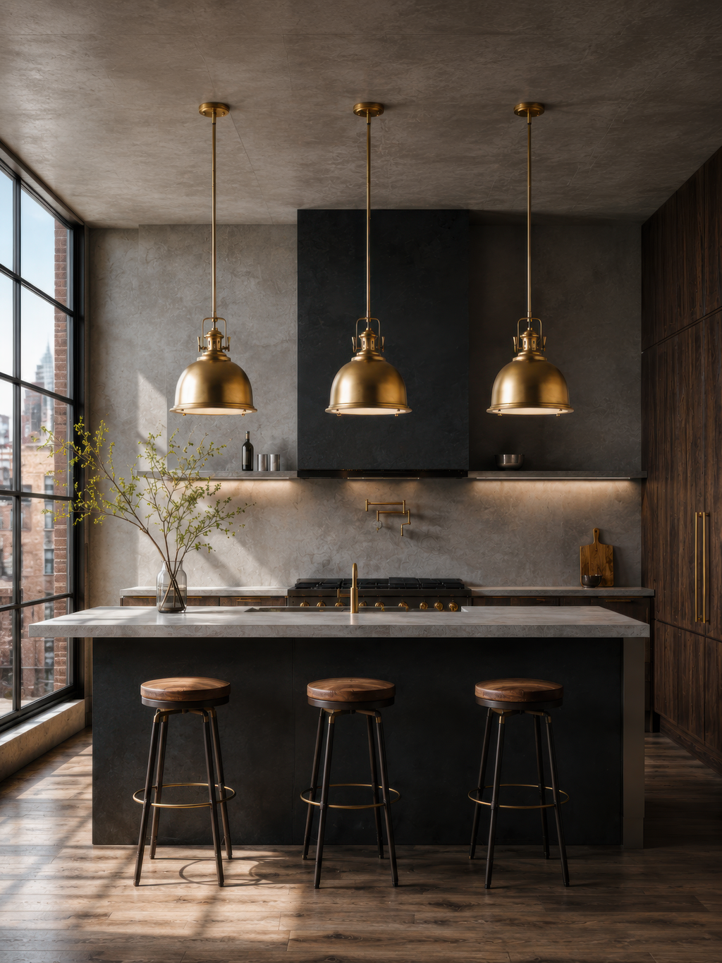 Stirling Architectural Aged Brass Pendant