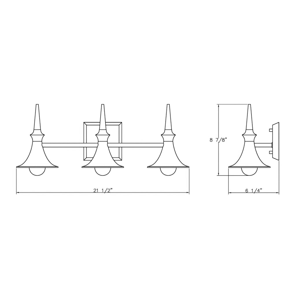 Tromba Tailored Black Chrome Three Light Bath Vanity