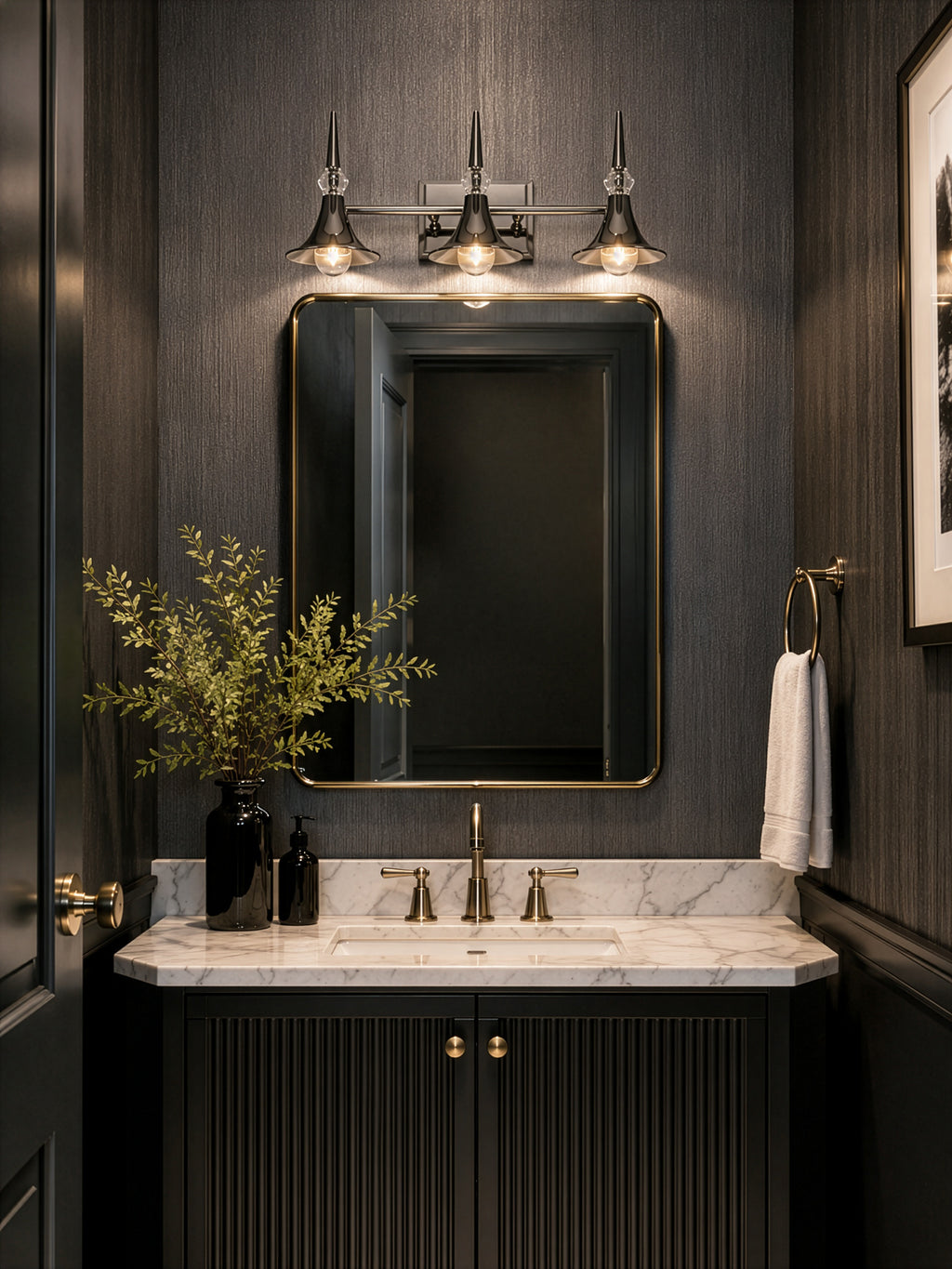 Tromba Tailored Black Chrome Three Light Bath Vanity