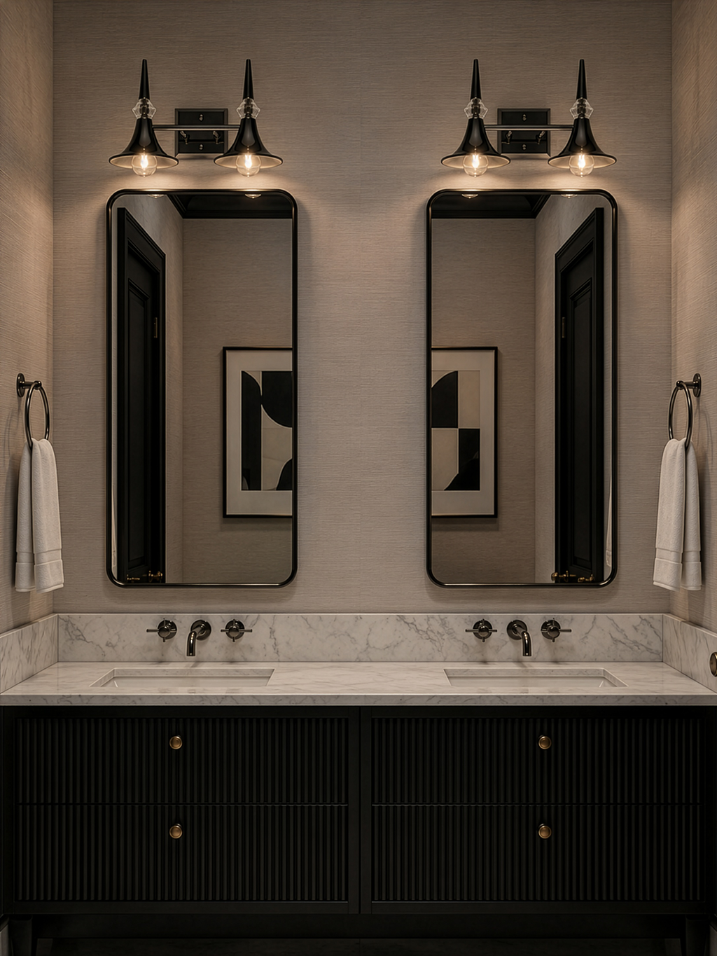 Tromba Tailored Black Chrome Two Light Bath Vanity